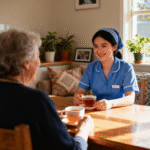 District nurse providing home nursing care in New Zealand